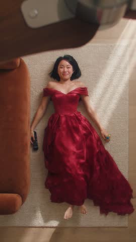LOOK 03: Crimson satin ball gown